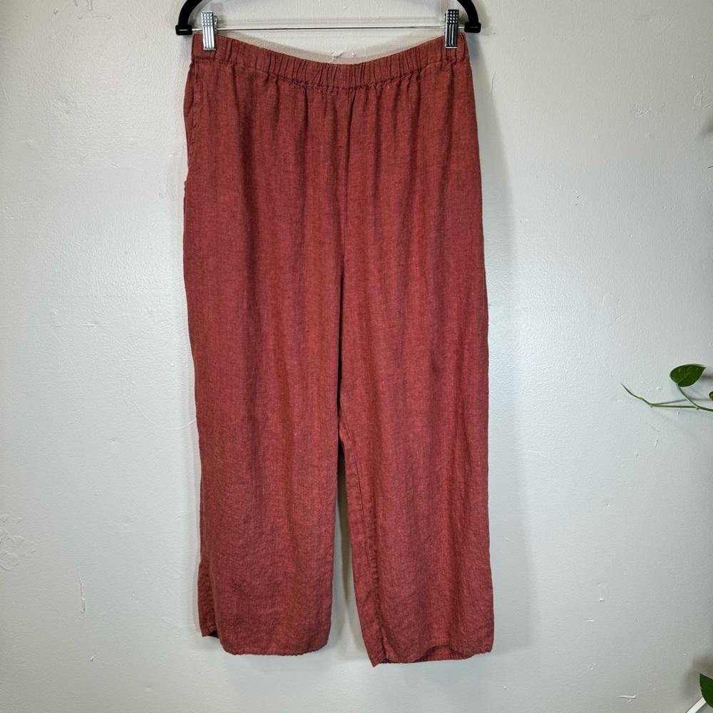 Flax Wide-Leg Linen Pants in rusty Terracotta